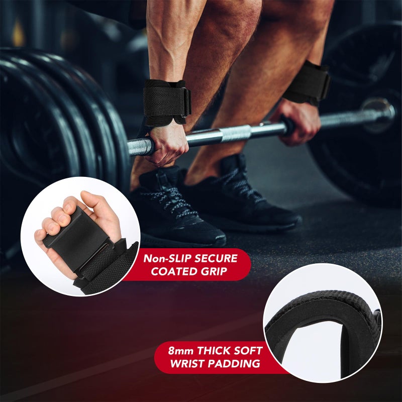 TOPOKO 2 Pcs Weight Lifting Hooks - Upgraded Heavy Duty Lifting Wrist Straps for Deadlift, Powerlift, Pull up bar, Liftups, Shrugs, Alternative in Fitness Gym Power Training, Not Scalable Hook - Image 3